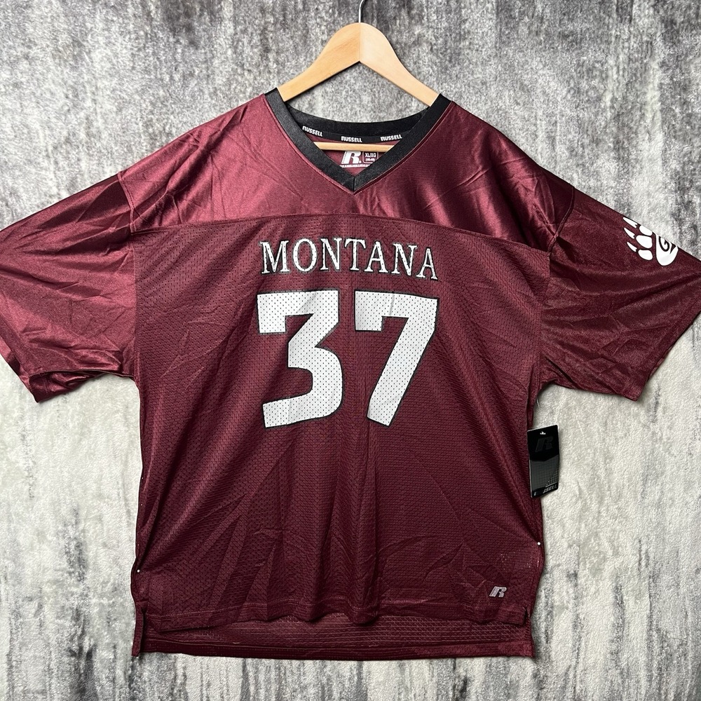 NWT Russell Athletic Montana Grizzlies Football Jersey Maroon Men's XL #37